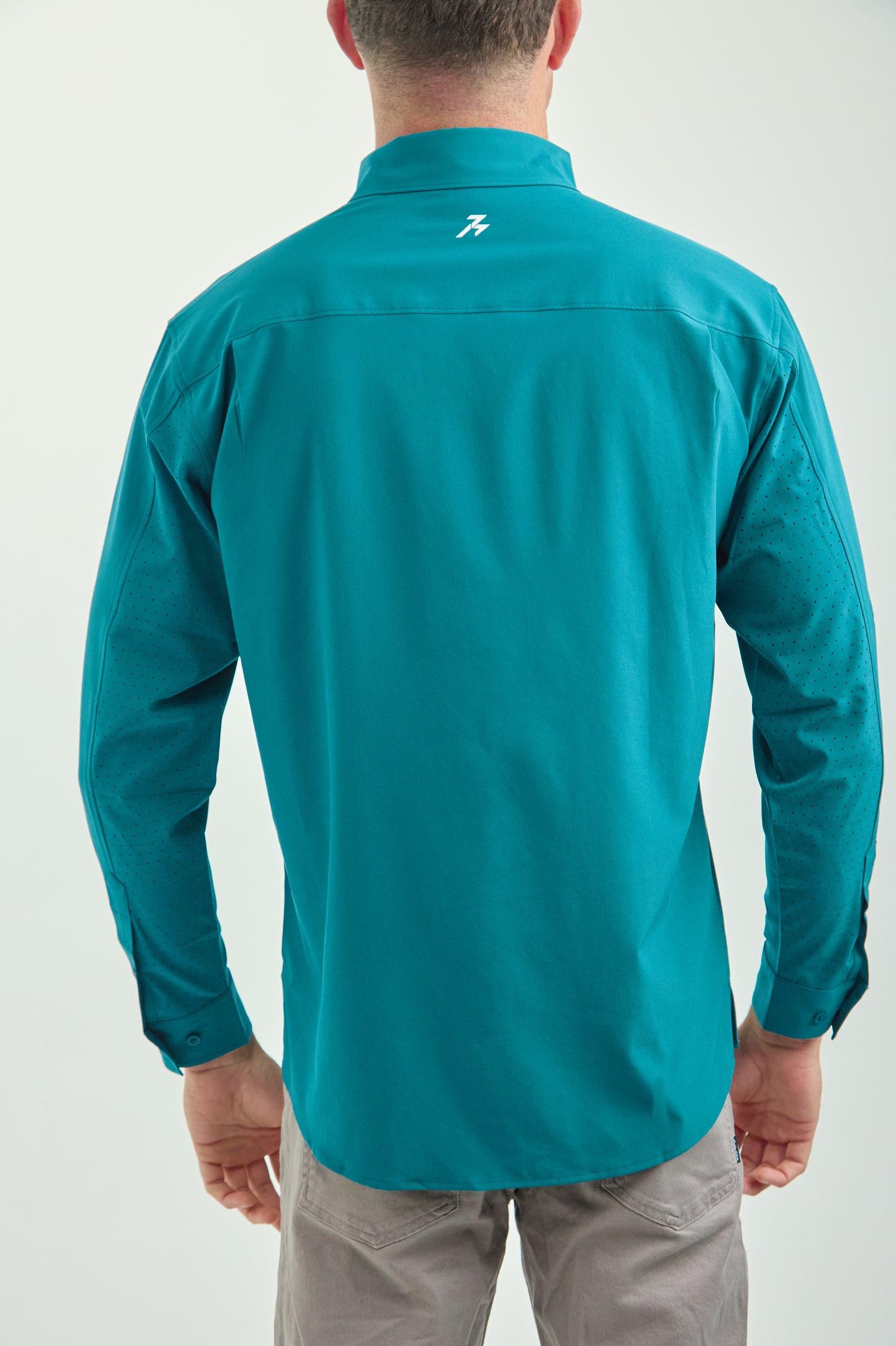 Men’s UPF50+ Eco-Friendly Button-Down Shirt Solid Teal