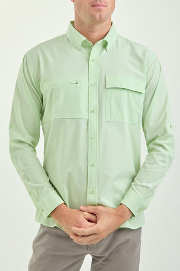 Men’s UPF50+ Eco-Friendly Button-Down Shirt Light Green