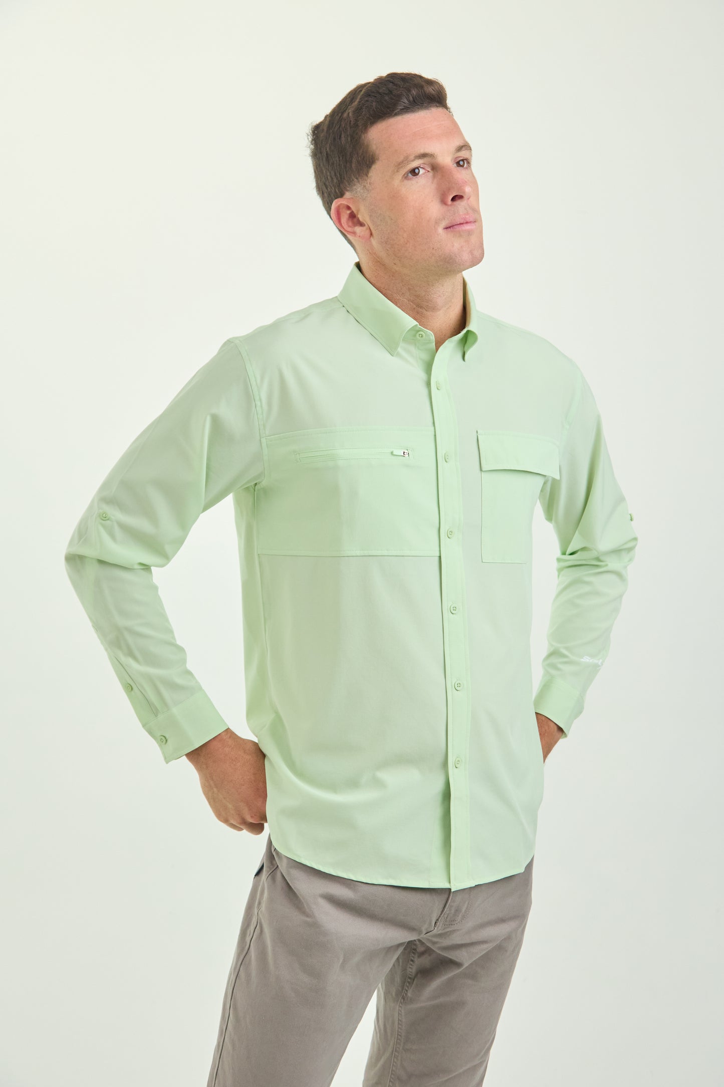 Men’s UPF50+ Eco-Friendly Button-Down Shirt Light Green