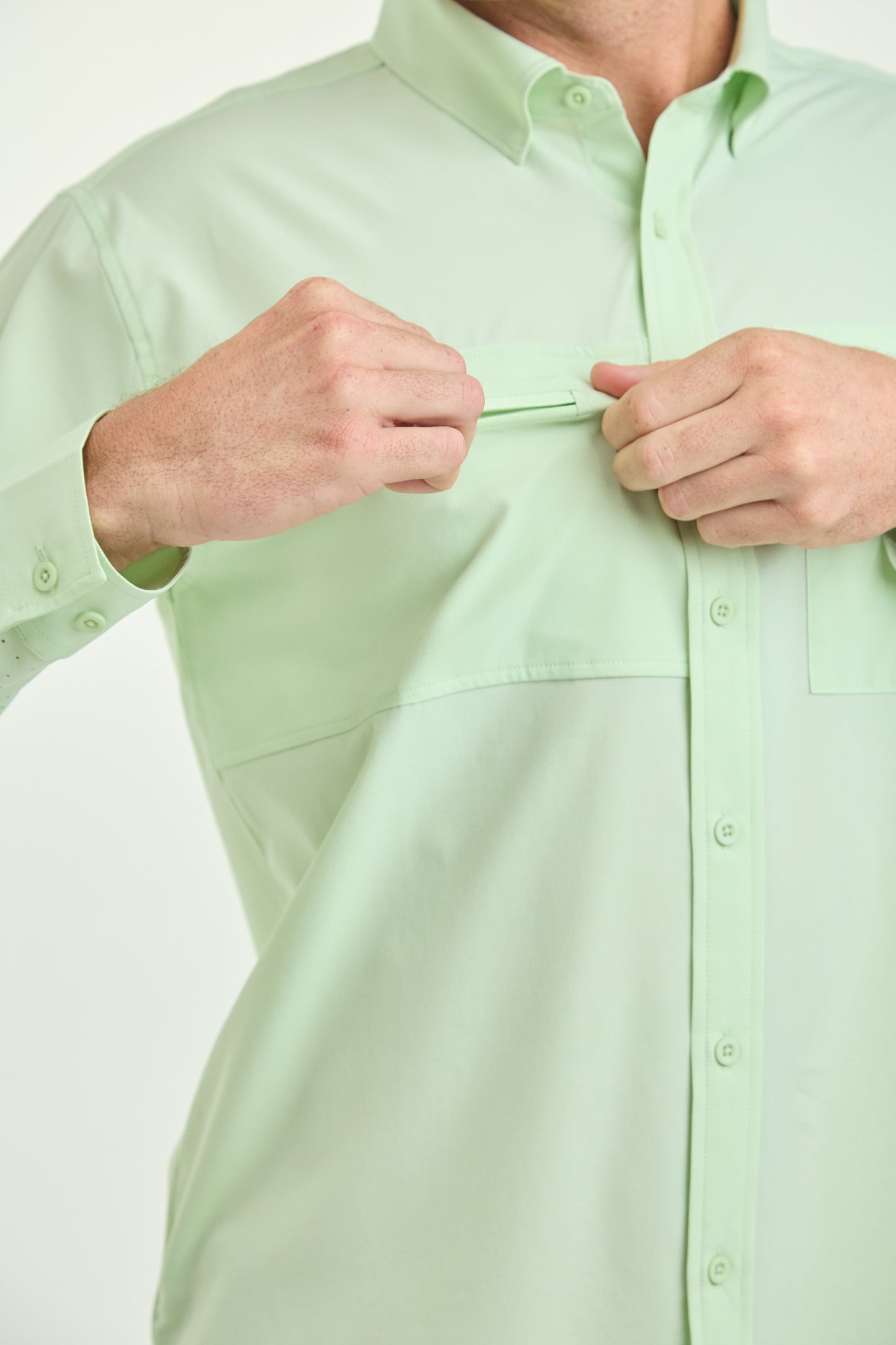 Men’s UPF50+ Eco-Friendly Button-Down Shirt Light Green
