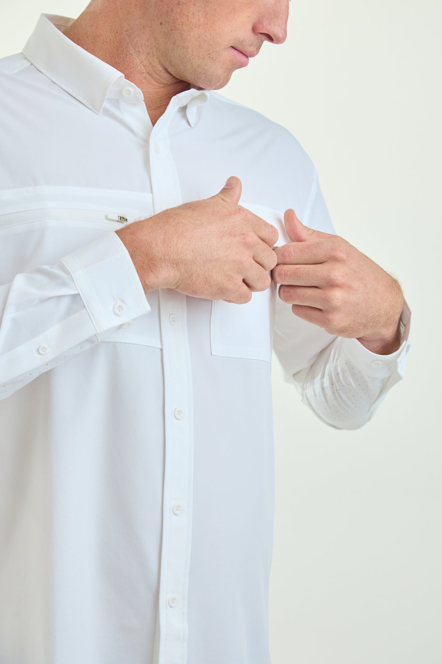 Men’s UPF50+ Eco-Friendly Button-Down Shirt Brightest White