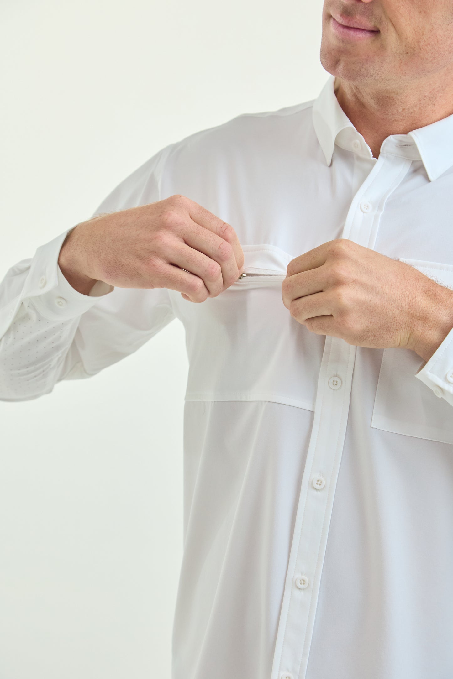 Men’s UPF50+ Eco-Friendly Button-Down Shirt Brightest White