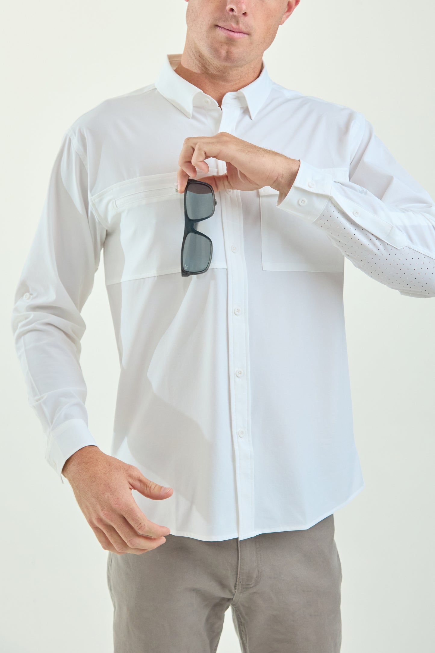 Men’s UPF50+ Eco-Friendly Button-Down Shirt Brightest White