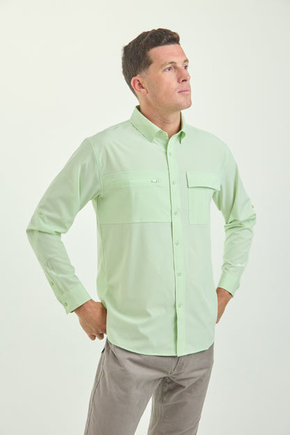 Men’s UPF50+ Eco-Friendly Button-Down Shirt Light Green