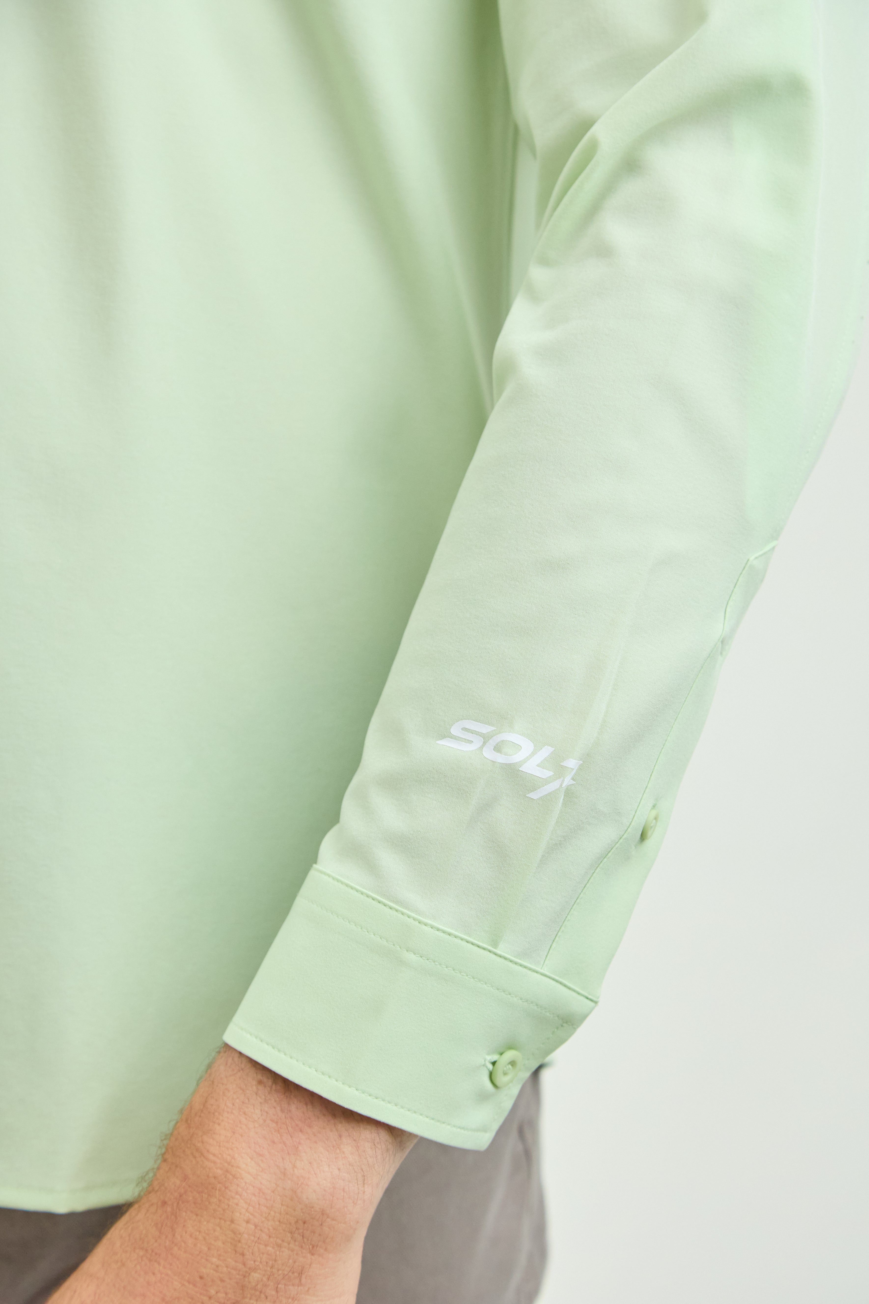 Men's UPF50+ Eco-Friendly Button-Down Shirt Light Green – SOL717