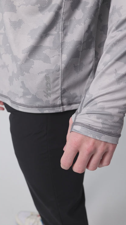 Men’s UPF 50+ Eco-Friendly Hoodie With Thumbholes Grey Camo Print