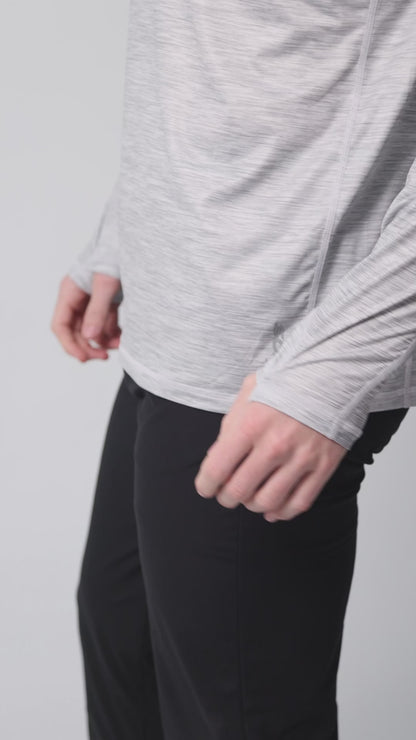 Men’s UPF 50+ Eco-Friendly Long Sleeve Shirt with Thumbholes Grey Heather