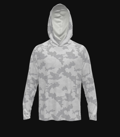 Men’s UPF 50+ Eco-Friendly Hoodie With Thumbholes Grey Camo Print