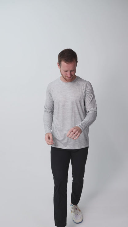 Men’s UPF 50+ Eco-Friendly Long Sleeve Shirt with Thumbholes Grey Heather